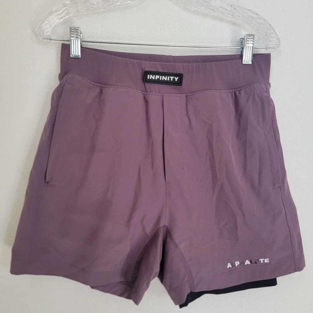 Alphalete Infinity Mens Athletic‎ Compression Short Purple Lined Medium Cycling
